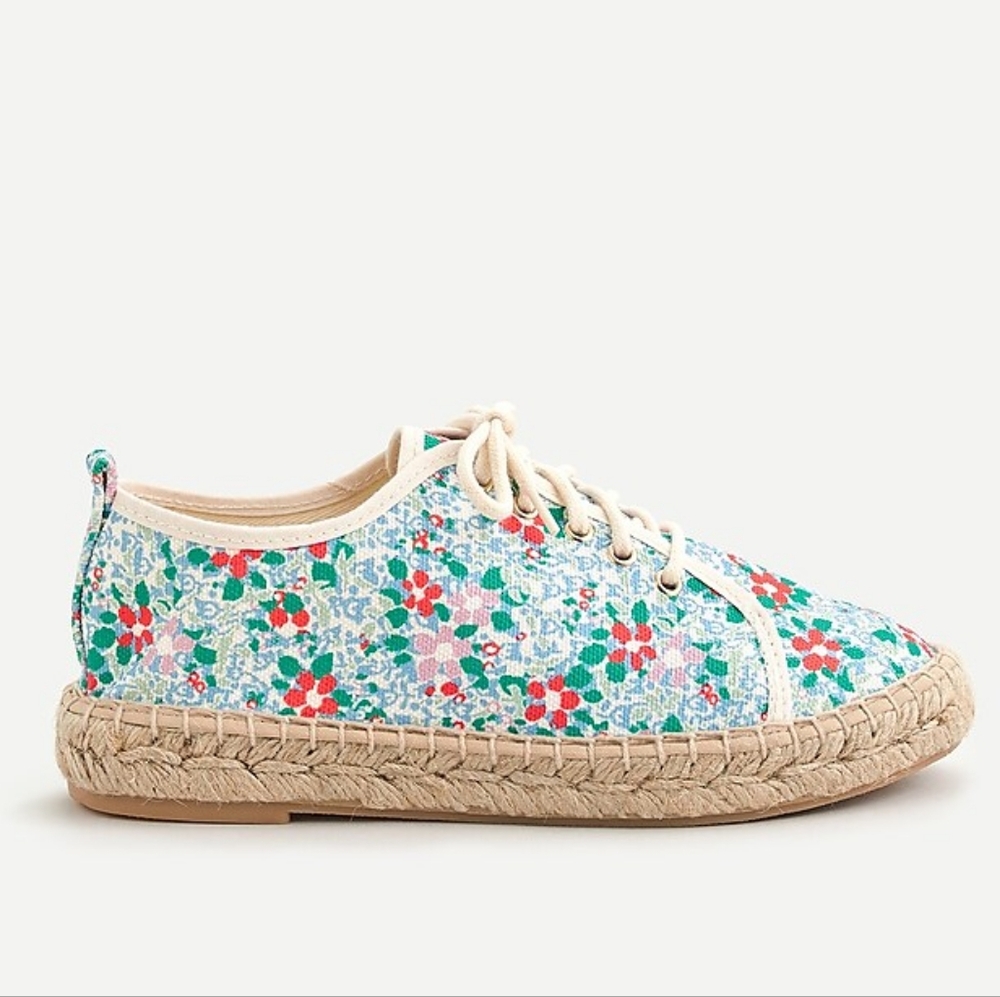 J Crew Crewcuts x Childrenchic floral print lace-up espadrilles